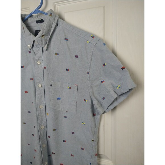 J. Crew Men's M Slim Oxford Flags Casual Preppy Button Shirt academia - Picture 2 of 6